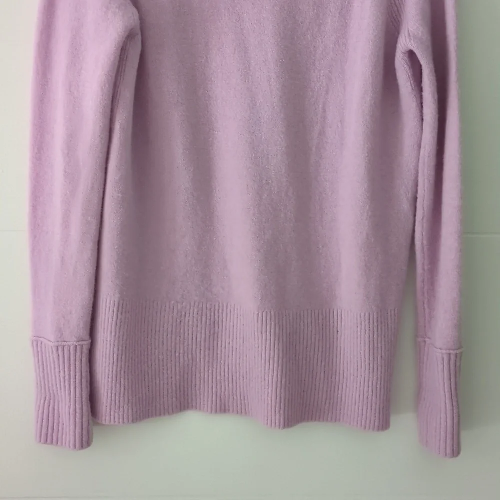 J crew V-neck Soft Yarn Wool Alpaca Mix High Low lilac Pullover Side Splits Sz S